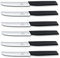 Victorinox Swiss Modern - Juego de 6 cuchillos de mesa para tomates y tomates (hoja dentada, 11 cm, acero inoxidable), color negro