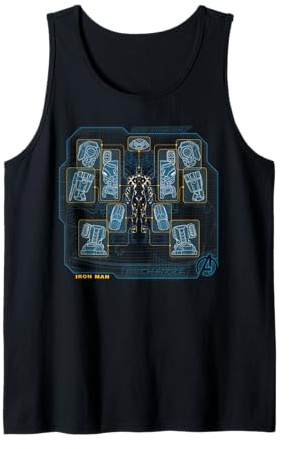Marvel Avengers Mech Strike Iron Man Tech Blueprint Tank Top