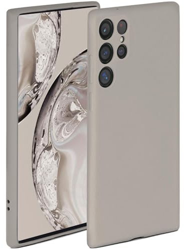 ONEFLOW Soft Case für Samsung Galaxy S22 Ultra Hülle aus Silikon mit Kameraschutz, Silikonhülle mit erhöhtem Schutz fürs Display, Backcover Schutzhülle, weiche Handyhülle, Taupe