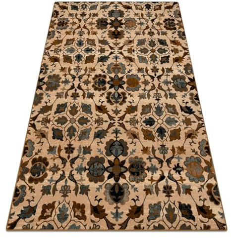 rugsx Wollteppich für Wohnzimmer, Schlafzimmer, traditionell Omega Amalfi Blumen Kamelbraun 170x235 cm