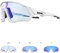 KAPVOE Photochromatische Selbsttönend Fahrradbrille TR90 Rahmen für Herren Damen Klar Sportsonnenbrille Sport Radfahren MTB Radbrille Sportbrille Fahren Angeln Laufen Blau Weiß 07