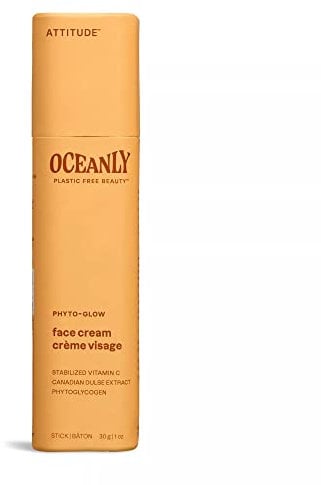ATTITUDE Oceanly Face Cream Stick, EWG Verified, Plastic-free, Plant and Mineral-Based Ingredients, Vegan Skin Care Products, PHYTO GLOW, Unscented, 30 grams