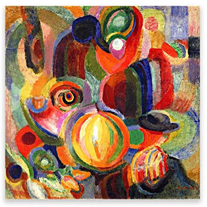 IKYE Sonia Delaunay-Terk Reproduktion berühmter Gemälde. berühmten Gemälden auf Leinwand, Wandkunstdruck. Wohnzimmer-Dekorbilder (Markt) 40 x 40 cm (15,7 x 15,7 Zoll) rahmenlos