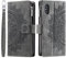 VEEMOS Wallet Case for iPhone X/XS Flower Flip Case Protective Leather Folio Book Phone Cover with Card Slots Kickstand Zipper Pocket - Grey