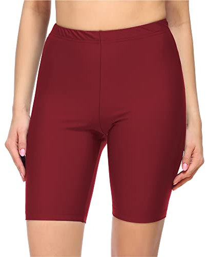 Merry Style Damen Badehose High Waist Bikinihose Schwimmhose für Wassersport SUP Schwimmradler Bademode für Frauen MS10-333 (Weinrot (4242),42)