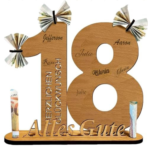 Panneau en Bois décoration Livre,Carte Anniversaire Bois,Plaque en Bois 2023 Livre d'or,Livre d'or en Bois Bricolage,Idée Cadeau Créative,Bois Cadeau pour Le Mariage,Anniversaire,Fête (18 Jahre)