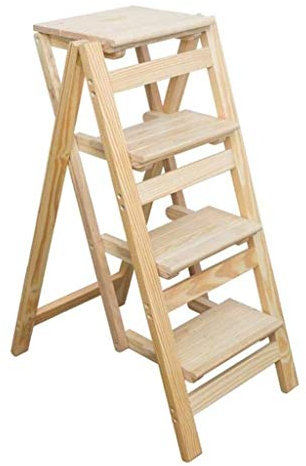 ZAANU Holzhocker, stabile Holzleiter, multifunktionale Holzleiter, Stuhl, verdickter Bibliotheks-Treppenstuhl, tragbare Lichtleiter, Garten-Werkzeugleiter, Loft-Küche