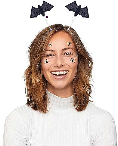 Goldschmidt Halloween Haarreif | Tiara mit Spinnen/Fledermäusen | Haarschmuck Kopfbedeckung (Fledermaus schwarz)