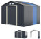 COSTWAY Abri de Jardin Métal 10㎡ 2 Portes Coulissantes Verrouillables, 4 Trous d’Aération, Toit Penché, Cabane Jardin Exterieur Gris pour Vélo, Poubelle, 340 x 319 x 210 cm