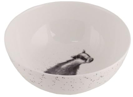 Wrendale Designs Porzellan Müsli Schale tief, Motiv Dachs, ca. 15,5 cm D, ca. 536ml von der britischen Künstlerin Hannah Dale für Müsli Dessert Nachtisch Eiscreme Snacks- & Suppen oder als Geschenk