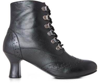 Joe Browns Women's Brogue Detail Leather Lace Up Heeled Ankle Boots, Black, 5 UK