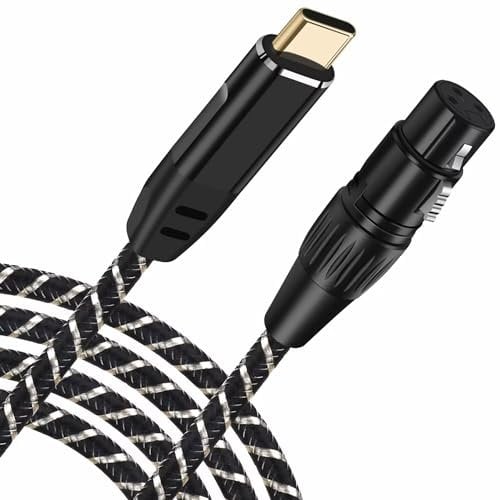 NCGGY USB C to XLR Microphone Cable,2M USB tyep-C to Female XLR Recording Cable Connector Adapter Compatible with Microphone Smartphone or Mac-Book