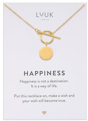 LUUK LIFESTYLE Damen I Mädchen Halskette mit Coin I Münze Anhänger, zartes Design, für einen modernen und stilvollen layering Look, Gold