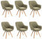 MEUBLE COSY Esszimmerstühle Drehbar 6er Set Küchenstuhl Polsterstuhl Drehstuhl mit Armlehne Sessel Schminkstuhl aus Stoff Massivholzbeine für Esszimmer Wohnzimmer Arbeitszimmer, Grün