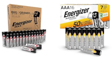 Energizer Piles Energizer Max AA + AAA, Alcalines (Pack de 28), Pack Combo & Alkaline Power AAA, 16 Pack