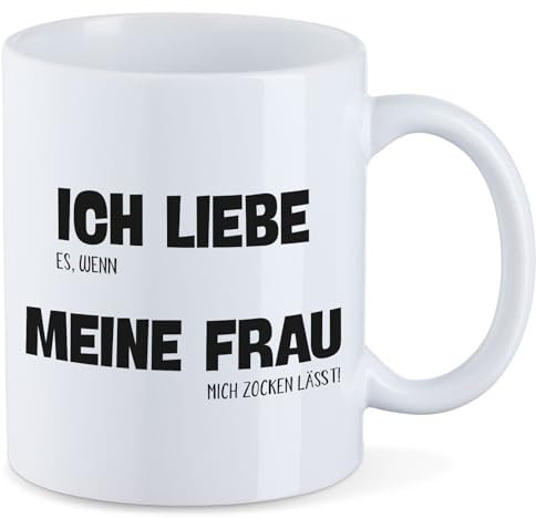 Huuraa Tasse Liebe es wenn meine Frau mich zocken lässt Geschenk 330ml Weiß Liebe es wenn Präsent