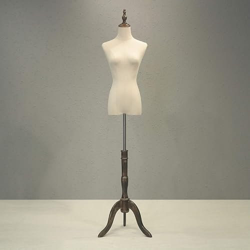 EEYZD Schneiderpuppe für Damen, armlose Schneiderbüste mit Massivholzsockel, höhenverstellbar zur Präsentation von Kleidung,F,S
