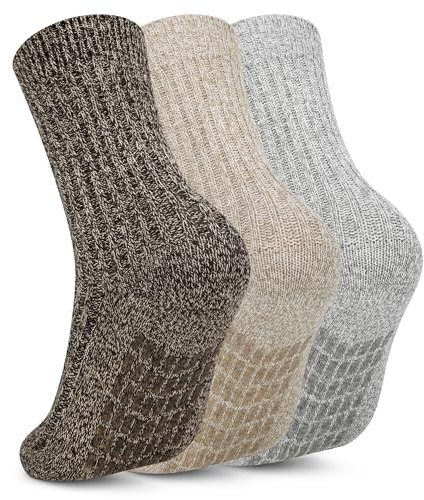 Chalier Finery 3 Paare Stoppersocken Geschenke für Damen Herren, Warme Wollsocken Rutschfeste Hausschuhsocken, Yoga-Socken Damen Herren EU36-41