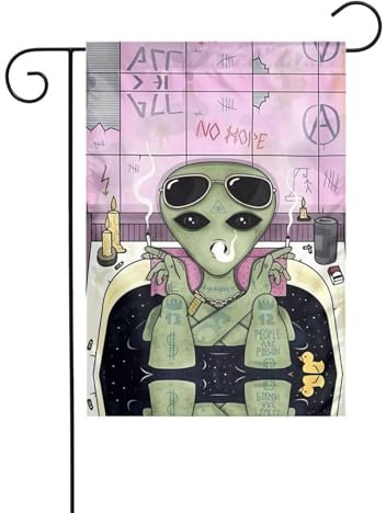 Zhaoyugoods Alien Smoke Gartenflagge, 30,5 x 45,7 cm, bedruckte Hofflagge, vertikal, doppelseitig, Dekoration für Urlaub, Outdoor-Party