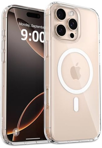 Phonic Crystal Hybrid For iPhone 16 Pro Max Case, MagSafe Compatible [Strong Magnet] [Anti-Yellowing & Scratch-Resistant] Military Grade Shockproof Magnetic Clear Slim Phone Case for iPhone 16 Pro Max