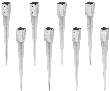 Alberts 211295 8er-Set Einschlag-Bodenhülse | für Vierkantholzpfosten | feuerverzinkt | 71 x 71 mm | Gesamtlänge 900 mm