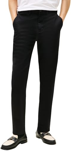 Tommy Hilfiger Herren Chino Hose Core Harlem Essential Twill Relaxed Fit, Schwarz (Black), 38W/32L