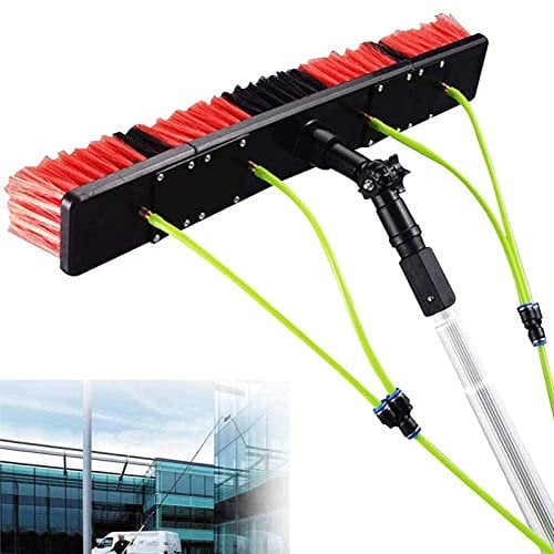 TYHAYJYK 5-11M Fensterreinigungsstange Wassergespeister ausziehbarer Reiniger Fensterreinigungsset Wintergartendachreinigung Photovoltaik- und Sonnenkollektoren Außenfensterreiniger 30Cm Bürstenkopf/