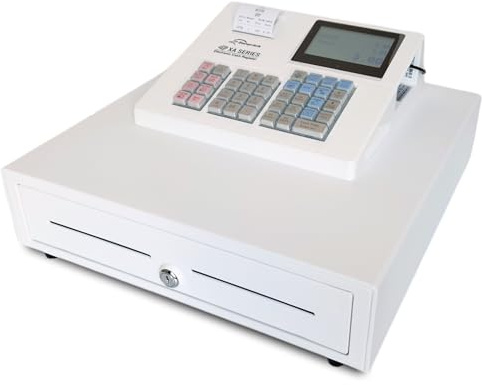 CRG XA138 Simple Cash Register Till Black. Ideal for Retail. Easy to Setup and Operate. (White, Large Drawer)