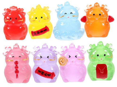 BESPORTBLE 8stücke Teiliges Leuchtender Mini-drachenfiguren Aus Harz Nachtlicht Dekoration Für Schreibtisch Und Pflanzentöpfe Für Kreative Bastelprojekte Und Wohnaccessoires