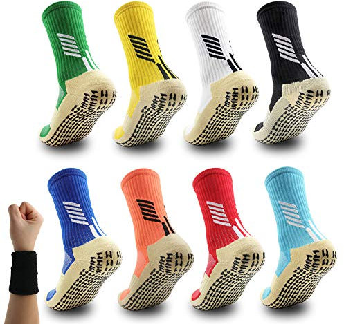 Dee Plus Chaussettes Sport Anti-Dérapantes Semelle Texturée Adhérence Parquet | Mixte Yoga/Fitness/Football/Basket | 11 Coloris | Intérieur/Extérieur (2 Paires Jaune)