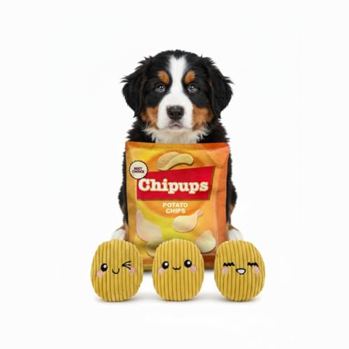 Kenuak® Plüsch-Pommes-Tüte für Hunde, interaktives und Robustes Spielzeug, Kauspielzeug für kleine und große Hunde, lustiges Geschenk, unzerstörbares Haustierspielzeug