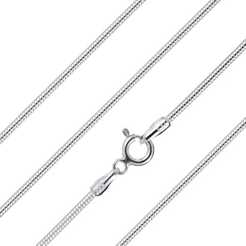 ARDU 925 Sterling Silver Necklace – 1.6 mm Snake Chain | Choose from 16 inch to 30 inch Lengths | Silver Chain for Women, Men or Pendant