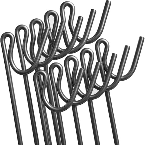 Homatz Fencing Pins 1.25m Long / 8mm Thick Steel Fence Pins, Garden Metal Fence Stakes – Non Galvanised Road Pins for Garden & Outdoor Fence Mesh (20)