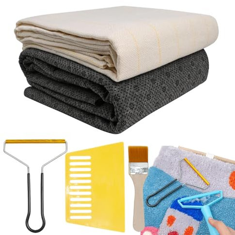 Backing Fabric for Carpet Tufting - Non-Slip Tufting Base, Large Monk Fabric Kit for Handmade Carpet Making, Punch Needle Embroidery Projects, Professional Carpet Craft Materials