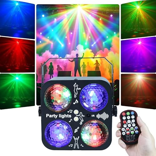 Discokugel Partylicht, DJ Discolicht mit Stroboskop, Klein Musikgesteuert Partybeleuchtung Disco Lichter, Mini LED Party Lights Bühnenlicht für Weihnachten Halloween Geburtstag Familientreff
