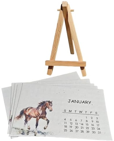 2026 Kalender Niedlicher Schreibtisch-Organizer und Planer mit Holzgestell