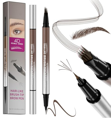Eyebrow Pencil, Microblading Eyebrow Pen with Angled Brush, 2-in-1 Eye Brow Pencil, Precise Brush Create Wild Natural Hair-Like Brows, Waterproof, Last All Day Makeup, Shaping, Defined (Brown)