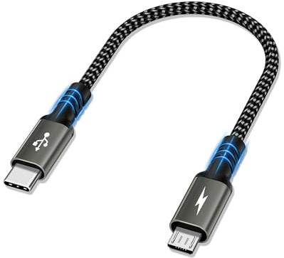 ziwodiv USB C to Micro USB Cable 0.2M, Micro USB to USB Type C, Nylon Braided USB C to Micro Android Charger Cord Compatible for Kindle, Samsung Galaxy S7/S5/J3/J5/J7, HTC, LG and Micro USB Devices