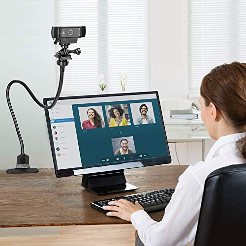 HEEPDD Flexibler Schwanenhals-Webcam-Ständer-Telefonhalter mit Universellen 1/4-Zoll-Schrauben, 23 Zoll, Schwarz, Metall und ABS, für C922- und 7-Zoll-Telefone (Black)
