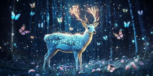 Diamond Painting Erwachsene Wald,DIY Reh Diamond Painting Eckige Steine Set,Diamant Kunst Bilder für Anfänger,Diamant Malerei Bastelset Erwachsene 20x40cm,Herbstdeko,Weihnachtsdeko,Wohnzimmer J-325