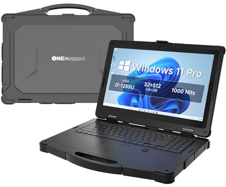 ONERugged N15A Rugged Laptop 15,6 Zoll FHD, CPU i7-1255U, 32GB RAM 512GB SSD, Windows 11 Pro, IP65 Wasserdicht, MIL-STD-810H Outdoor Laptop für Industrie & Handwerk