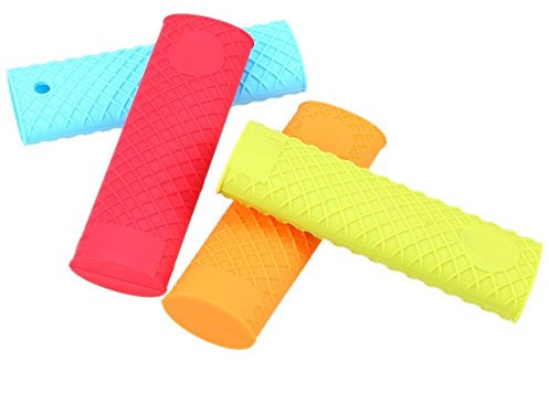 Silicone Pan Handle Cover,4Pcs Non-Slip Pot Ear Heat Protector Frying Pan Hot Handle Sleeve,Cast Iron Handle Cover for Cooking and BakingRandom Color