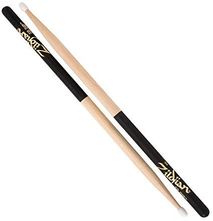 Zildjian 5B Hickory Drumsticks - Nylon Tip - Black DIP