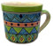 Gall&Zick XL Tasse Kaffeetasse Teetasse Geschirr Keramik Bemalt Bunt Set/2 (Grüner Rand/Henkel)