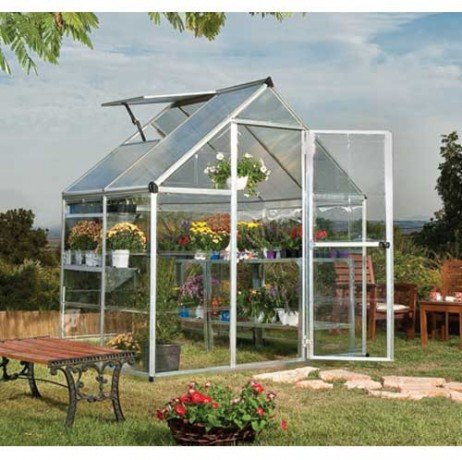 Canopia Serre de Jardin en Polycarbonate Hybrid 2,33 m², Couleur Argent, Ancrage au Sol Oui