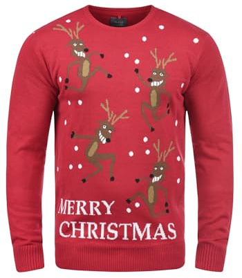 Blend Deer Herren Weihnachtspullover Winter Pullover Strickpullover Weihnachtspulli mit Rundhals-Ausschnitt