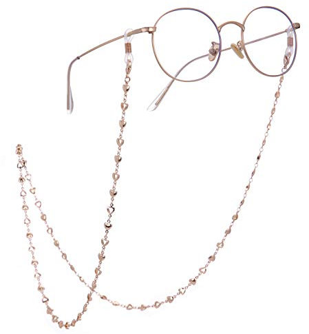 cooltime Silver/Rose Gold Heart Eyeglass Chain Women Eyewear Accessories (Gold-White Rubber)