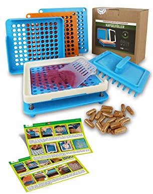 Kapselfüller Gr. 0 | Platz für 100 Kapseln | inkl. Anleitung auf Deutsch + Video | capsule filler machine | Leerkapseln zum manuell selber befüllen (Größe 0)