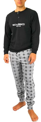 Baci e Abbracci Pigiama Uomo Invernale Lungo 100% Caldo Cotone Interlock in Scatola Pigiama Uomo Cotone Lungo Adulto Ragazzo Fantasie Eleganti