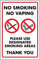 V Safety 57063BC-R Nicht Rauchen, kein Dampfen verwenden Schild, 300mm x 400mm